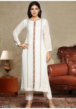 White Color Georgette /Chiffon Kurti 